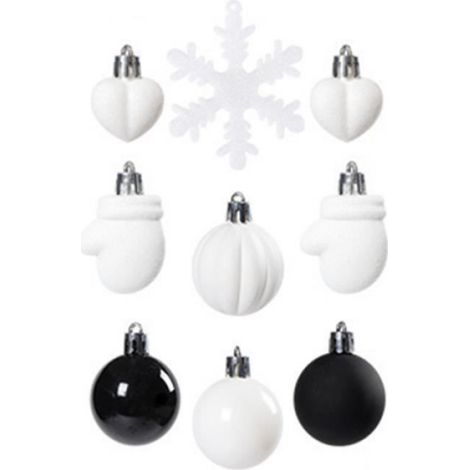 Boules de Noël - - Noir et blanc - Décoration de Noël - 32 pièces (1/4)