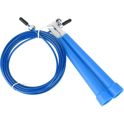 Corde À Sauter - Câble En Acier Réglable - Poignées Ergonomiques 90 Degrés - Pour Fitness Et Cardio - Bleu