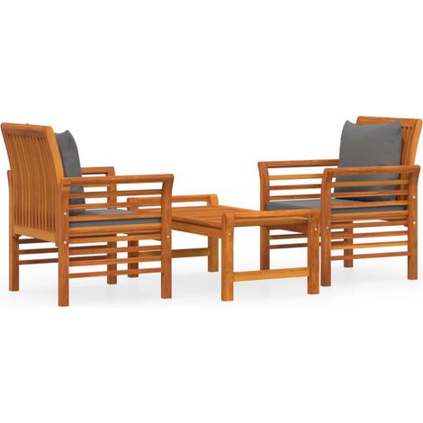 Maison Exclusive - Set Mobili da Giardino 3pz con Cuscini Legno Massello di Acacia (1/4)