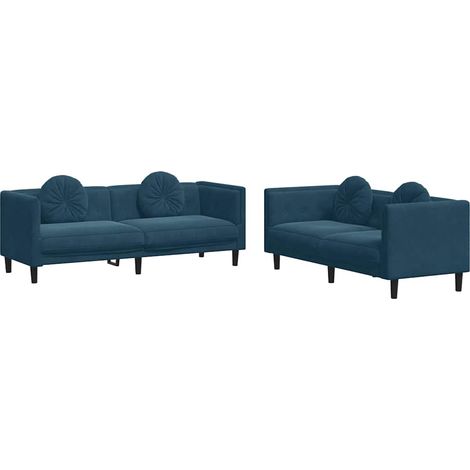 Maison Exclusive - Set di Divani 2 pz con Cuscini Blu in Velluto