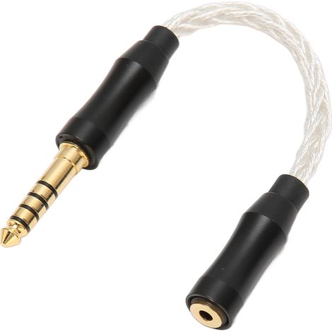 2,5-mm-Klinkenbuchse auf 4,4-mm-Klinkenstecker, monokristallines Kupfer-Audio-Adapterkabel für Kopfhörer und Lautsprecher, 14 cm, silberfarben