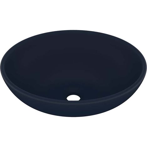 vidaXL Luxury Basin Oval-shaped Matt Dark Blue 40x33 cm Ceramic