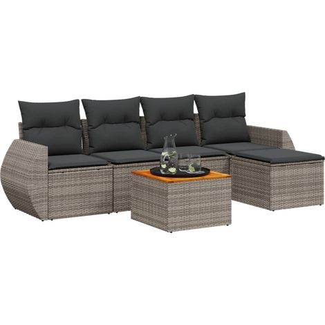 Maison Exclusive - 6-tlg. Garten-Sofagarnitur mit Kissen Grau Pol (1/3)