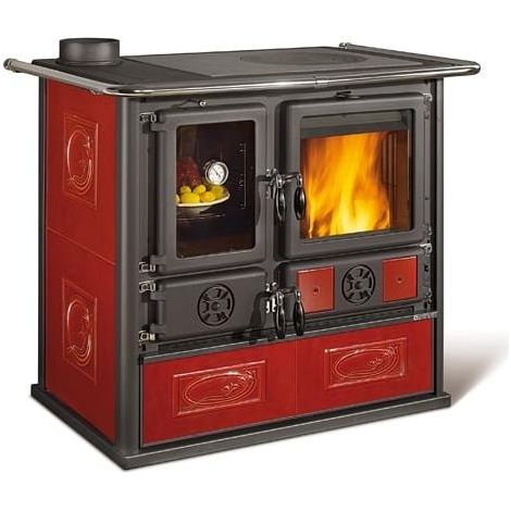 Nordica – Cuisinière à bois 8.2 kW avec four 28L – Revêtement en faïence – Volume de chauffe 232 m3 – Rendement 86.5% – Tiroir à bois inclus (1/2)