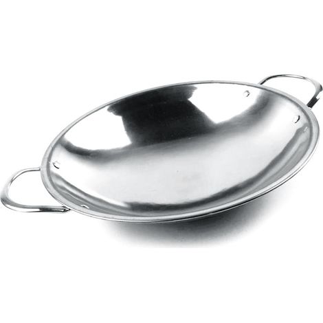Cubito de caldo de acero inoxidable de 26 cm de diámetro con doble asa, apto para hornillos de alcohol, ideal para restaurantes y hoteles. (1/4)