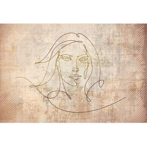 Papier peint panoramique original visage féminin Tapisserie panoramique design pour salon Papier peint panoramique idéal pour chambre (1/3)