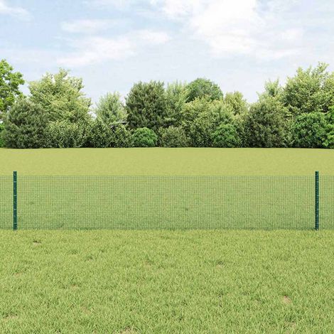 Zaun mit Pfosten Grün 0,4 x 10 m Stahl und PVC
