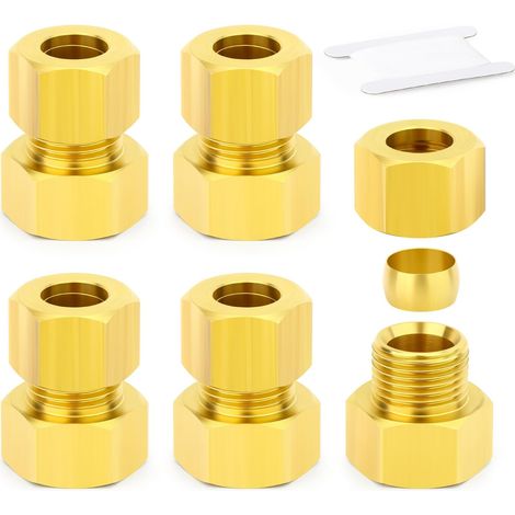 5 Raccords De Tuyau En Laiton 6mm, Compression Femelle 1/4 BSP, Pour Gaz Huile Air (1/5)