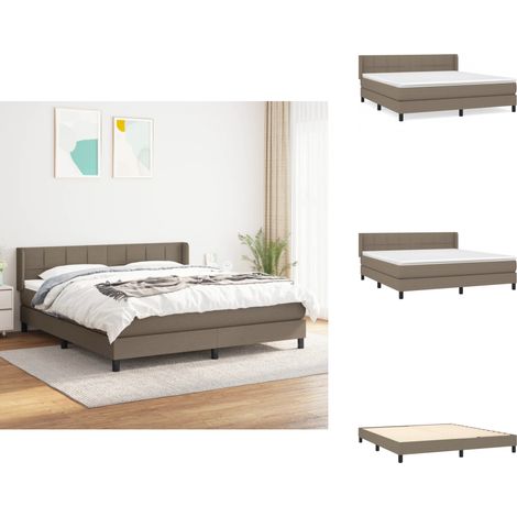 Boxspringbett mit Matratze Taupe 180x200 cm Stoff - Boxspringbett - Doppelbett - Lattenrost - Bettrahmen - Massivholzbette (1/5)