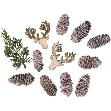 Décorations Noël pommes de pin et rennes en bois (1/2)