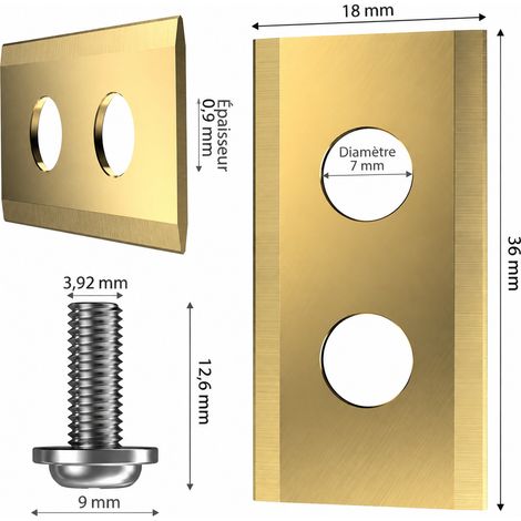 12 lames dorées robot tondeuse double trou, revêtement titane doré, boîte plastique 12 pièces, boîte carton, blister, 8 × 7 × 2 cm, 200 g – Livraison gratuite