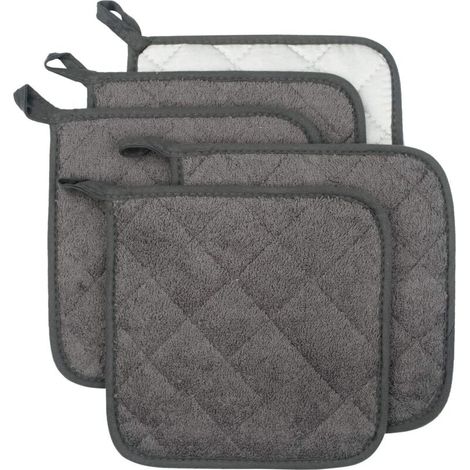 Bardusch-Lot 5 maniques coton terry gris – 100% coton – résistant chaleur – cuisine/pâtisserie (1/4)