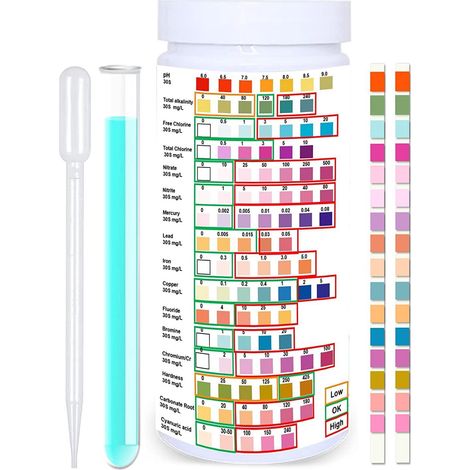 Kit De Test D Eau Potable - 16 En 1 - Bandes Réactives Pour Analyse De L Eau - Usage Domestique Et Extérieur - 100 Pièces (1/5)