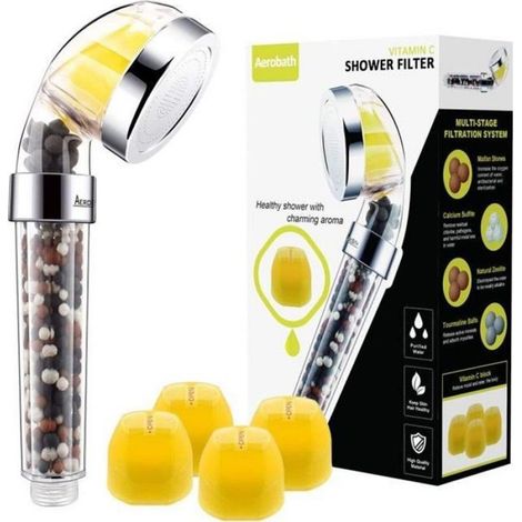 Pommeau Douche Filtrant Vitamine C Filtre Douchette anti Calcaire Chlore, Douche à main Haute Pression Economie d'Eau Filter (1/4)