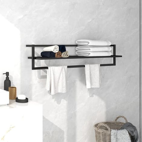 Towel Rack Black 95x25x22 cm Iron vidaXL