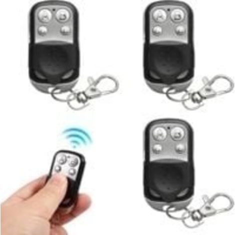 Lot de 3 télécommandes universelles pour portail – Télécommandes sans fil universelles avec signal sonore automatique – 433 MHz – Boutons alphabétiques – Compatibles avec 4 boutons et fonctions de cop