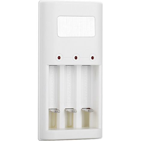 Chargeur portable 1,2 V à trois emplacements pour piles rechargeables AA/AAA avec prise américaine 110-240 V (1/5)