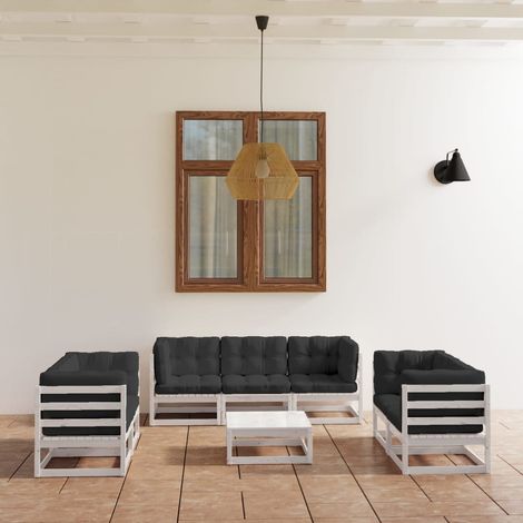 Salon de jardin 8 pcs Ensemble Table et Chaise de Jardin - avec coussins Bois de pin massif BV285508 - BonneVie (1/5)