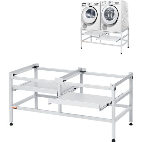 Socle Machine à Laver Double Plateau VEVOR Support Lave-Linge et Sèche-Linge en Acier Carbone 4 Pieds Réglables Charge 267kg (1/5)