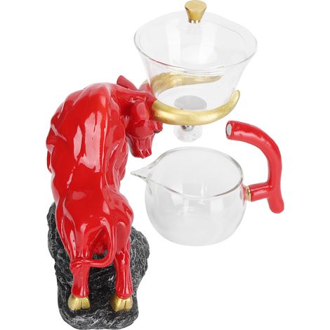 Kung-Fu-Teeservice, Teekanne aus hochwertigem Borosilikatglas, Teesieb, Teezubehör, Geschenkset, Rot (1/5)