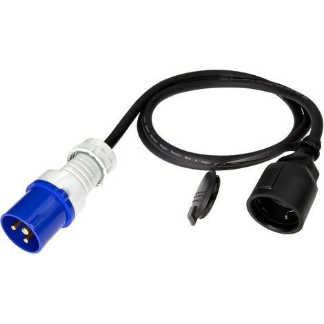 Adaptateur CEE mâle vers Prise Schuko Femelle – Rallonge 1,5m Camping IP44 – Câble H07RN-F 3G2,5 – 230V 16A pour Caravane, Camping-Car, extérieur (1/3)