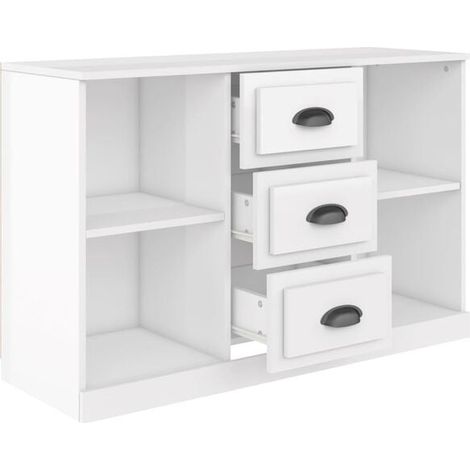 Buffet de Cuisine Blanc Brillant, Meuble Rangement 104.5x35.5x67.5 cm, Bois d'Ingénierie (1/5)