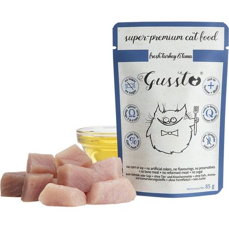 Gussto Cat  Frisch  85g Beutel – Frischer Truthahn & Thunfisch  Truthahn & Thunfisch 85g