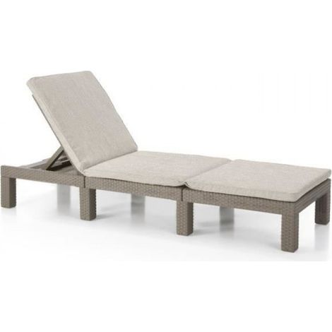 Transat Bain de soleil - Allibert by KETER - DAYTONA - en résine imitation rotin tressé - coussin - dossier réglable - cappuccino (1/5)
