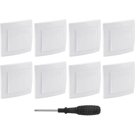 8 Pieces Wall Switch 10A 250V Recessed Button Switches Switch Unit Push Light Switches Extra Flat for Stairs Hallway Bedroom - Unidirectional (1/5)