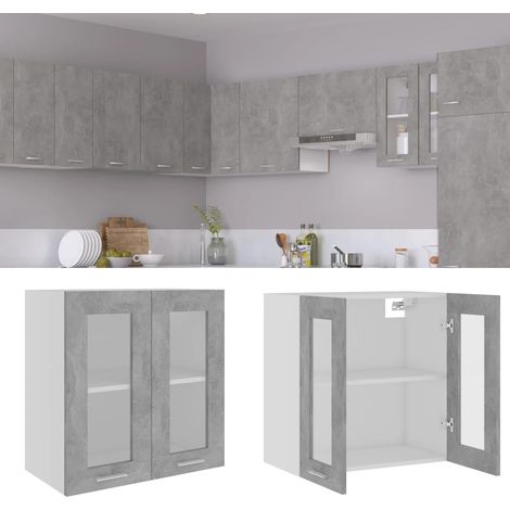 Hanging Glass Cabinet Lyon Concrete Grey 60x31x60 cm Engineered Wood vidaXL