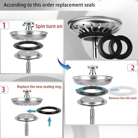 Joint Bonde Evier de Lavabo Cuisine Baignoire en élastomère pour Paniers Filtrants Vidange Bouchon de Vanne et Tamis lavabo Soupape (Toriques pour 78, 79, 80, 82, 83 mm) (1/5)
