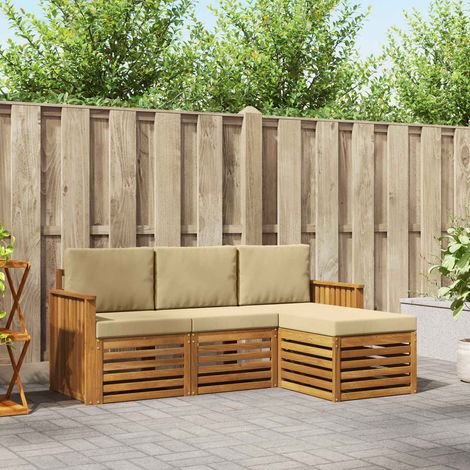 vidaXL Outdoor-Sofagarnitur mit Kissen 4 pcs Natur und Beige (1/5)