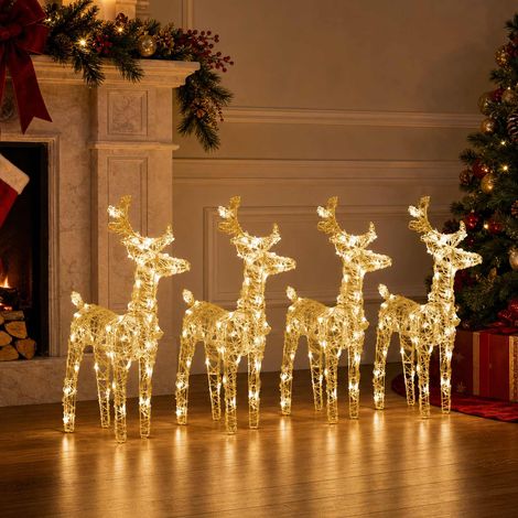 vidaXL Christmas Reindeers 4 pcs Warm White 160 LEDs Acrylic (1/5)