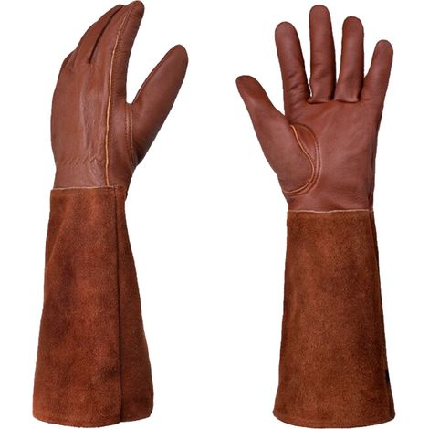 Gants De Jardinage En Peau De Cerf - Résistants À La Chaleur Et Aux Étincelles - Pour Taille De Plantes Et Travaux À Haute Température - Par Paire (1/5)