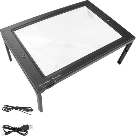 OBOVO Upgrade Lupe mit Licht, 4X Leselupe for Senioren Gros, Dimmbare Lupen mit 50 LED, Größere Linsen, Klappbarer Stander Hand Frei for Bucher, Arbeit, Nähen, Reading, Sehschwäche (1/5)