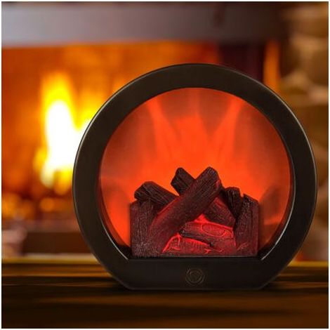 FENOPLASTICAMini cheminée, cheminée de Bureau, cheminée électrique sans Flamme de cheminée LED réaliste sans Flamme Lanterne USB/Batterie de Table à Table électrique Brûleur électrique Effet Fire (1/3)