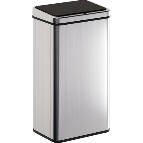 50L Touchless Sensor Trash Can with Soft-Close Lid, Fingerprint Resistant Stainless Steel for Kitchen, Office, and Gym Use