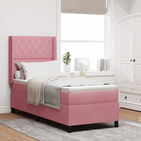Lit à ressorts avec matelas Rose 80 x 200 cm Velours (1/5)
