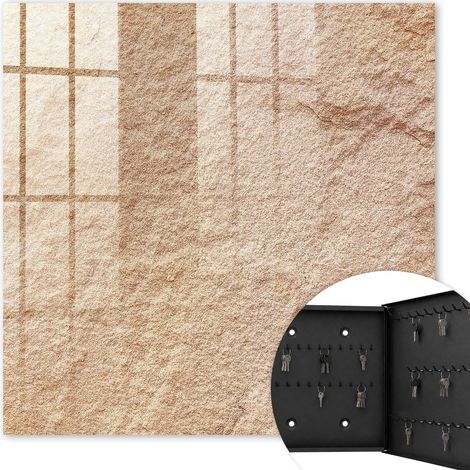 Armoire à clés - (30 cm x 30 cm) - Boîte à clés murale - Coffret de rangement pour clés - Couleur noire - Ouverture vers la droite - Pour maison et bureau - Motif de sable