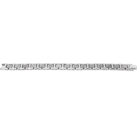 Bracelet magnétique argenté en acier titane, soulagement douleur fatigue, thérapie bien-être pour personnes sub-santé. (1/5)