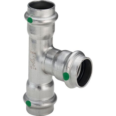 Viega Sanpress Inox-Tee, d1 42, d2 18, d3 42 acciaio inossidabile Modello 2318, 436025