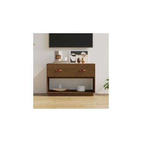 Meuble TV Marron miel 90x40x60 Bois de pin massif (1/5)