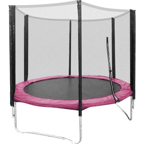 Trampolin, langlebiger Stahlrahmen, hohes Sicherheitsnetz, Rosa (1/2)