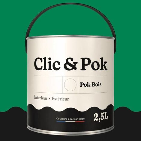 Peinture Bois Extérieur – POK BOIS - 2,5L - RAL 6024 - Vert signalisation- Résistante aux intempéries - Ne s'écaille pas