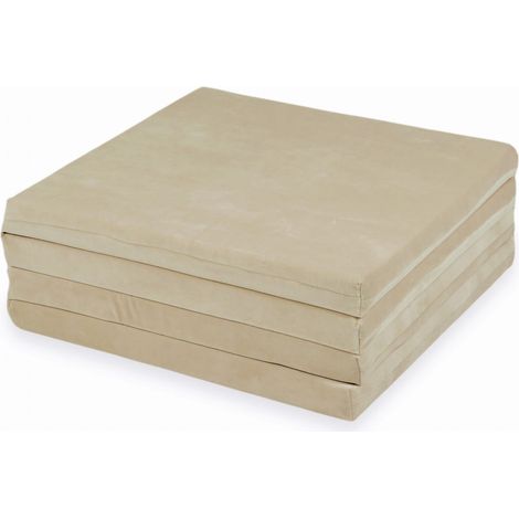 Alfombra de juego infantil 120x120cm, cuadrada, plegable, Terciopelo Suave, Beige (1/4)