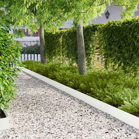 Bordure de Pelouse et Jardin en Acier Thermolaqué Flexible Blanc 100 x 12 cm - Lot de 20 - PANGIVO (1/5)