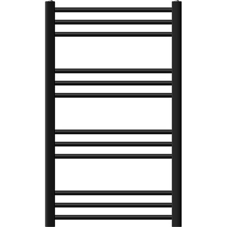 LuxeBath Radiador Toallero Sahara 600 x 800 mm, Negro Mate, Diseño Recto con Conexión Lateral, Calefacción para Baño, Calentador-Secador de Toallas, Estufa de Pared, Calefactor Moderno de Acero