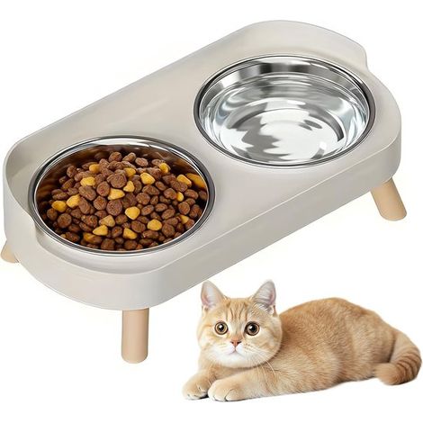 Katzennäpfe – Katzenfutternäpfe – Futternäpfe für Haustiere – Katzenfutter- und Wassernäpfe – Zweiteiliges Katzennapf-Set – Hohes Katzennapf-Set aus Edelstahl – Rutschfester Futternapf – Geeignet für (1/5)
