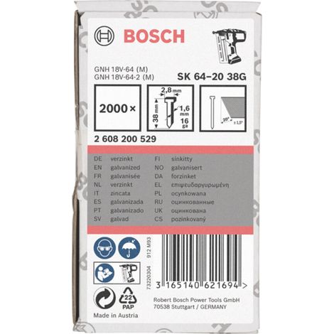 Bosch Senkkopf-Stift SK64 20G 38 mm verzinkt
