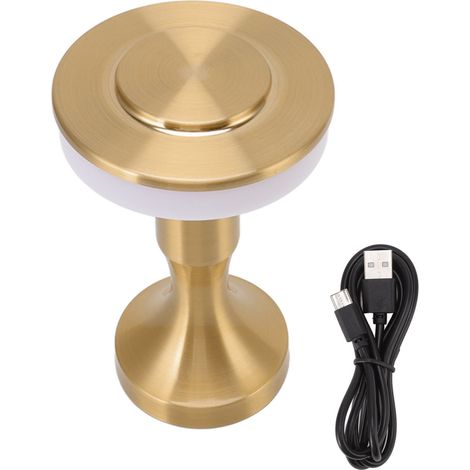 Ortviai Lampe de table LED portable avec capteur tactile, 3 températures de couleur, batterie rechargeable intégrée, or